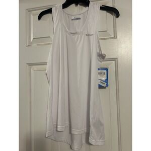 COLUMBIA Omni Shade Small White Athletic Tank Top Moisture-Wicking Racerback